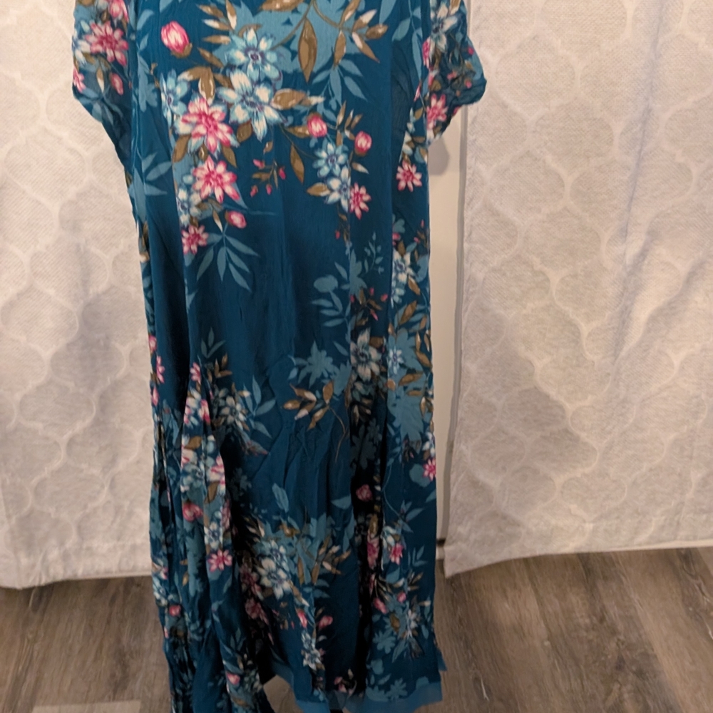 Woman Within Teal Floral Dress